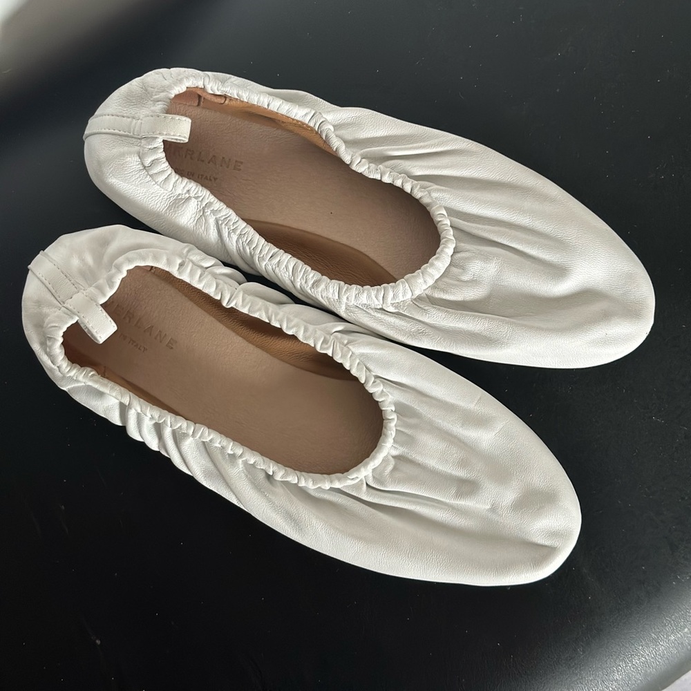 White Leather Everlane Ballet Flats